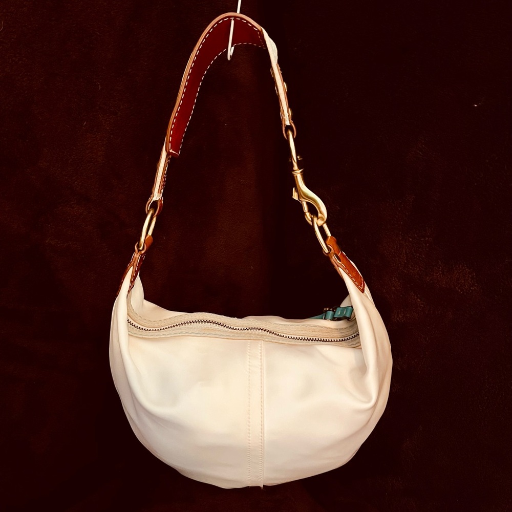 Coach Vintage Hampton Ivory Leather & Satin Hobo Bag - Picture 3 of 10